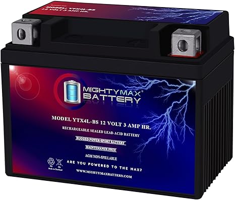Mighty Max Battery YTX4L-BS - 12 Volt 3 AH, 50 CCA
